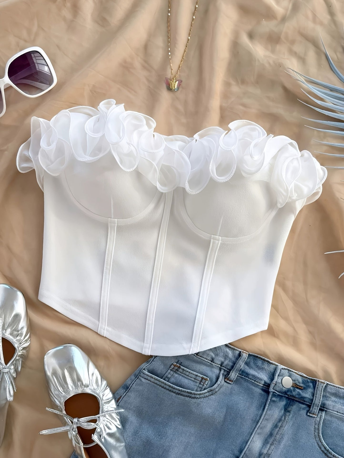 Dame Bustier Top Elegant Flæser Feststil – Figurformende og Moderne til Forår & Sommer