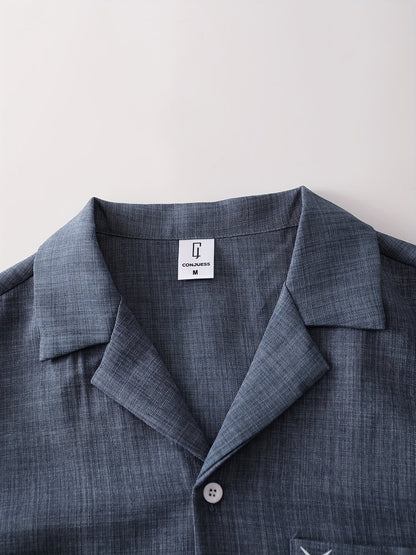 Set estivo uomo con camicia a maniche corte e pantaloni – Completo casual per tempo libero, quotidiano e vacanze