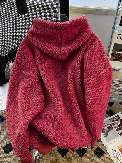 Unisex Teddy-Fleece Kapuzenpullover – Kuscheliger Hoodie mit Kängurutasche und Kordelzug