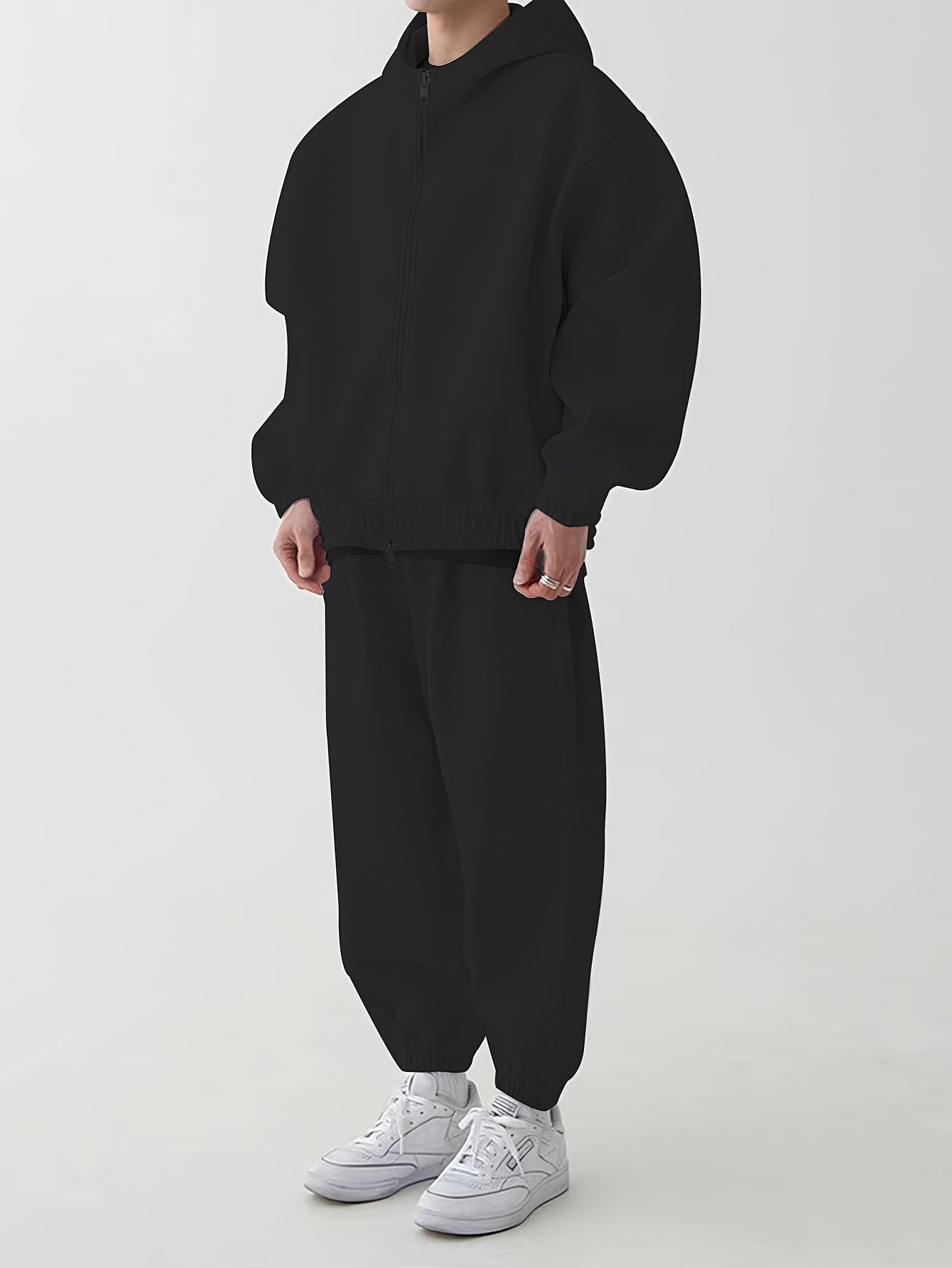 Completo unisex con felpa con cappuccio e cerniera e pantaloni da jogging, comodo completo sportivo loungewear