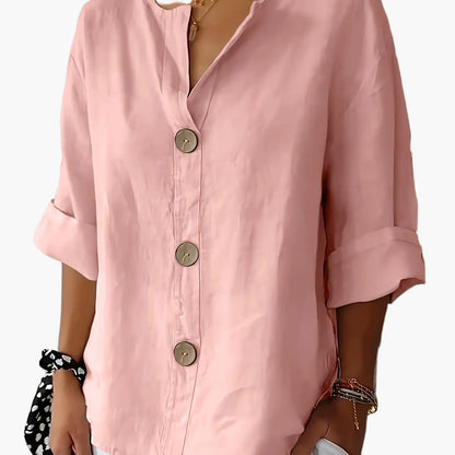 Camicia da donna con abbottonatura e maniche 3/4 – Camicia casual per tempo libero, quotidiano e ufficio