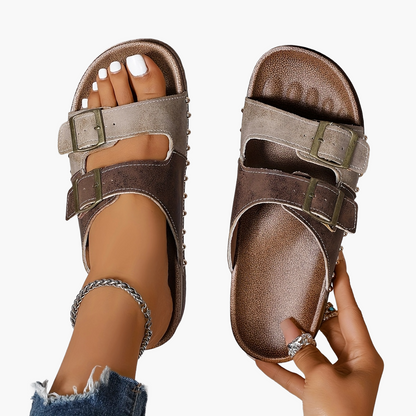Dame Vintage Komfort Sandaler med Spænder – Åbne Sommersko til Hverdag & Fritid