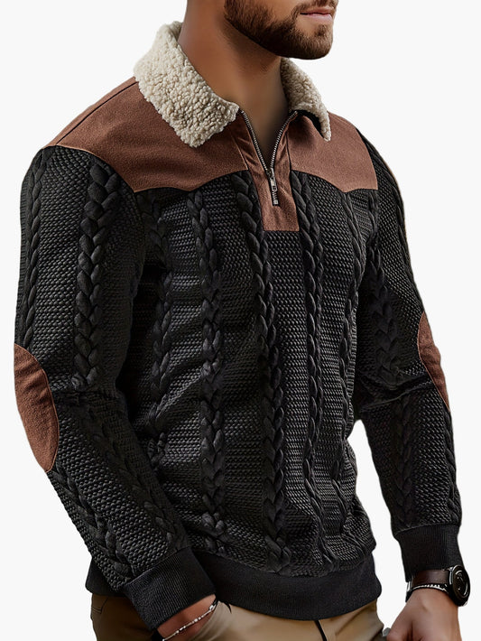 Pull en maille homme avec col zippé tendance et charme rétro – Parfait pour les loisirs et un quotidien stylé