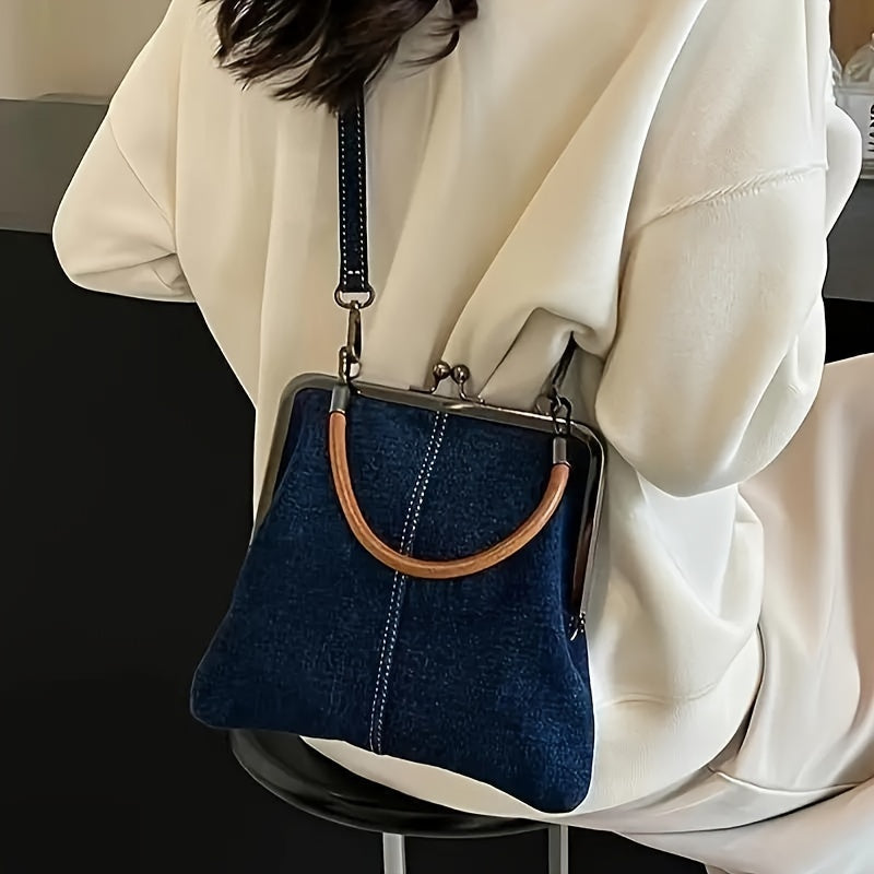 Dam Vintage-Retro Handväska med Lås – Modernt City Bag för Vardag och Utekväll