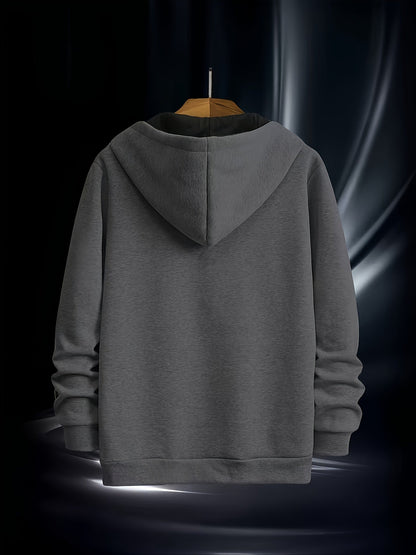 Herren Kapuzenpullover mit diagonalem Reißverschluss Kängurutasche