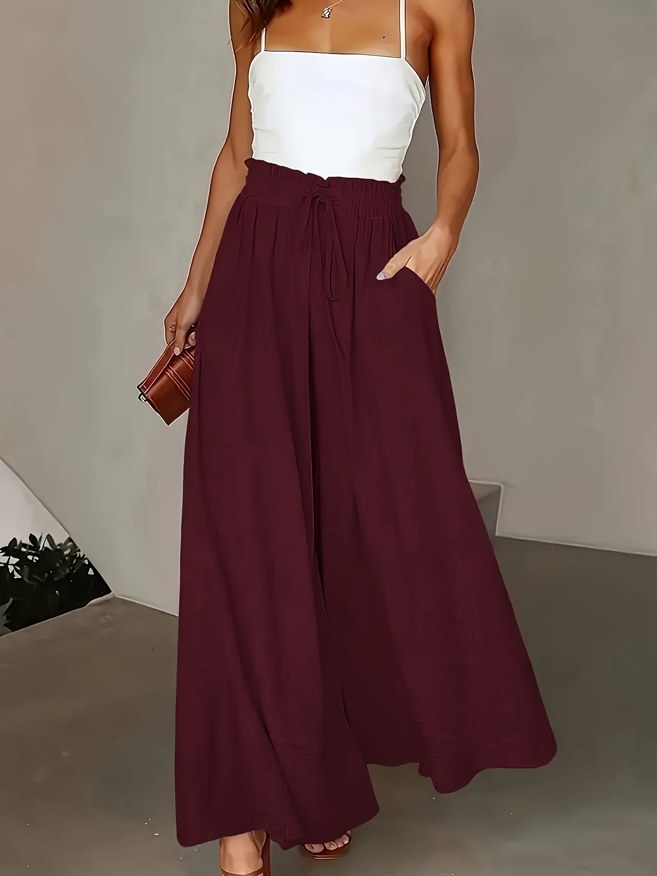 Dames maxirok met hoge taille en wijde pijpen – Elegante vrijetijdsstijl voor lente en zomer