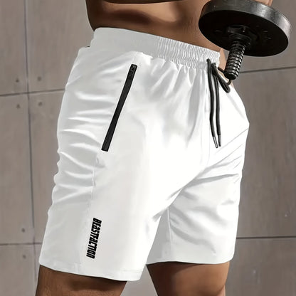 Męskie szorty sportowe do fitnessu, krótkie spodenki z kieszeniami na zamek błyskawiczny