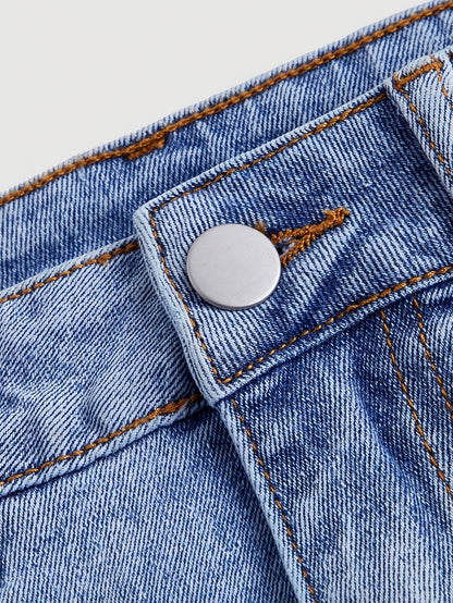 Gonna corta da donna in jeans con dettagli a fiocco e tasche – Gonna estiva alla moda per tempo libero e uso quotidiano