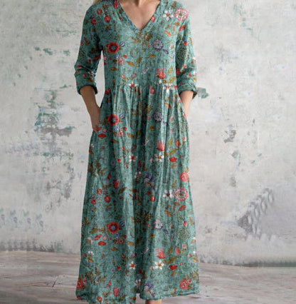 Dam Boho maxiklänning med broderi – Elegant vintage-stil för vardag och fritid