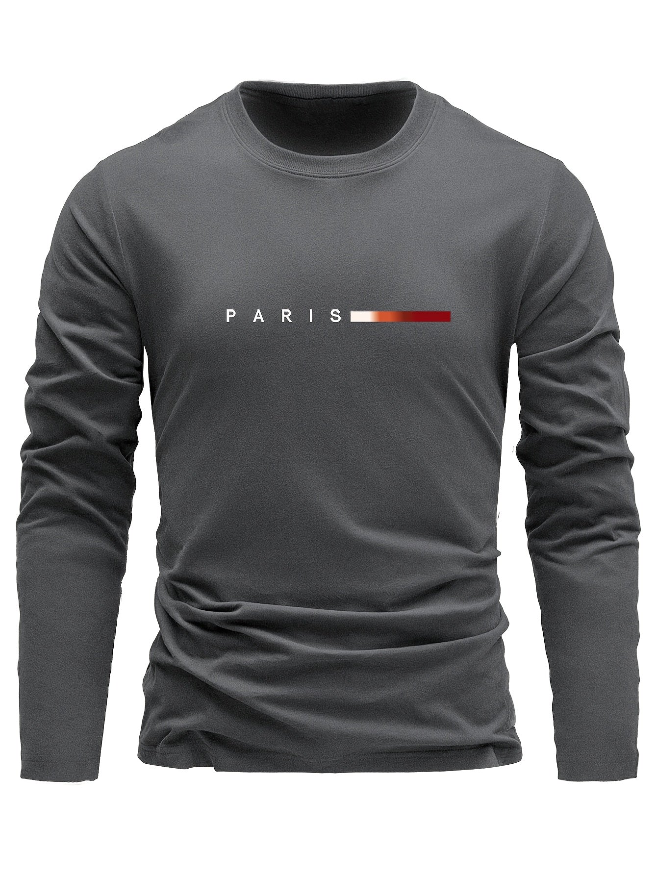 Herren Langarmshirt 3er-Set mit Rundhalsausschnitt und „Paris“-Druck