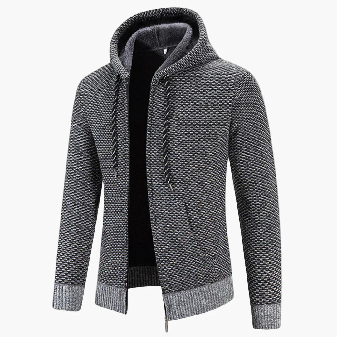 Veste à capuche en maille homme pour automne et hiver – Tenue de loisirs tendance avec fermeture éclair