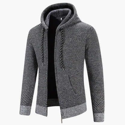 Veste à capuche en maille homme pour automne et hiver – Tenue de loisirs tendance avec fermeture éclair
