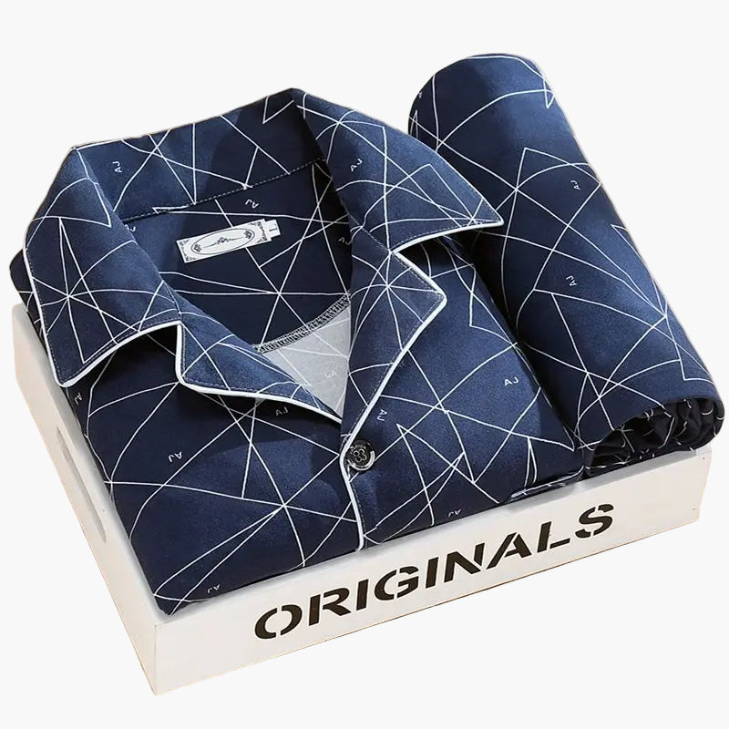 Set pigiama da uomo con stampa piume – Set elegante per tutto l’anno