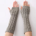 Lange vingerloze gebreide handschoenen (30 cm)