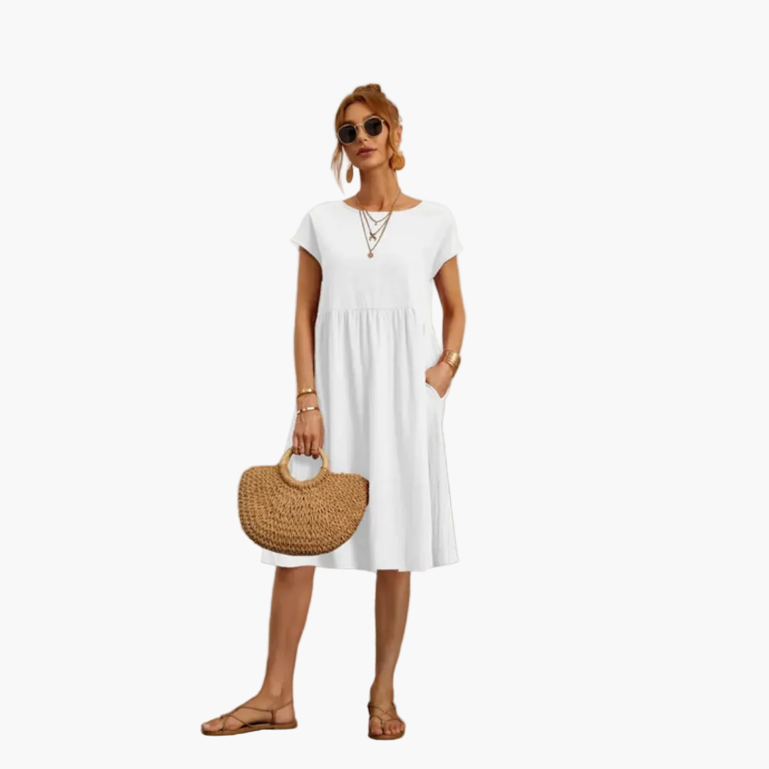 Damen Freizeitkleid Kurzarm Elegant – Sommerkleid für Alltag, Urlaub & Stadtbummel