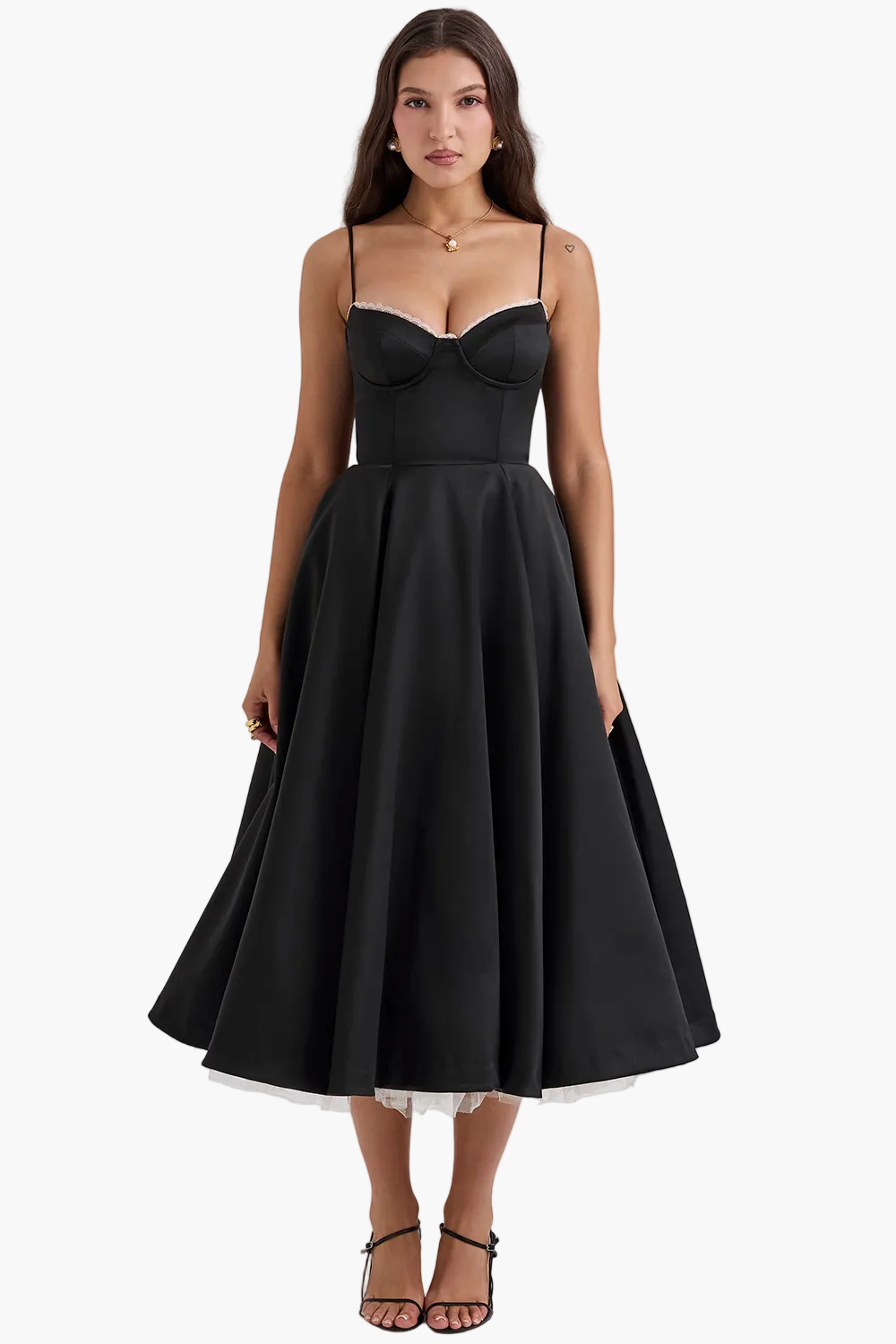 Robe midi festive pour femmes avec corsage et jupe évasée – Robe de soirée élégante pour occasions spéciales