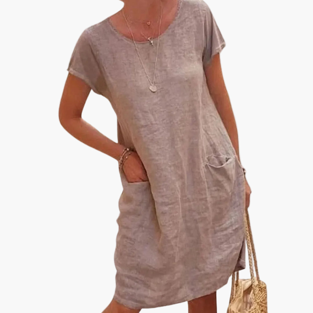 Damen Sommerkleid mit Taschen – Lockeres Freizeitkleid für Urlaub, Strand & Alltag