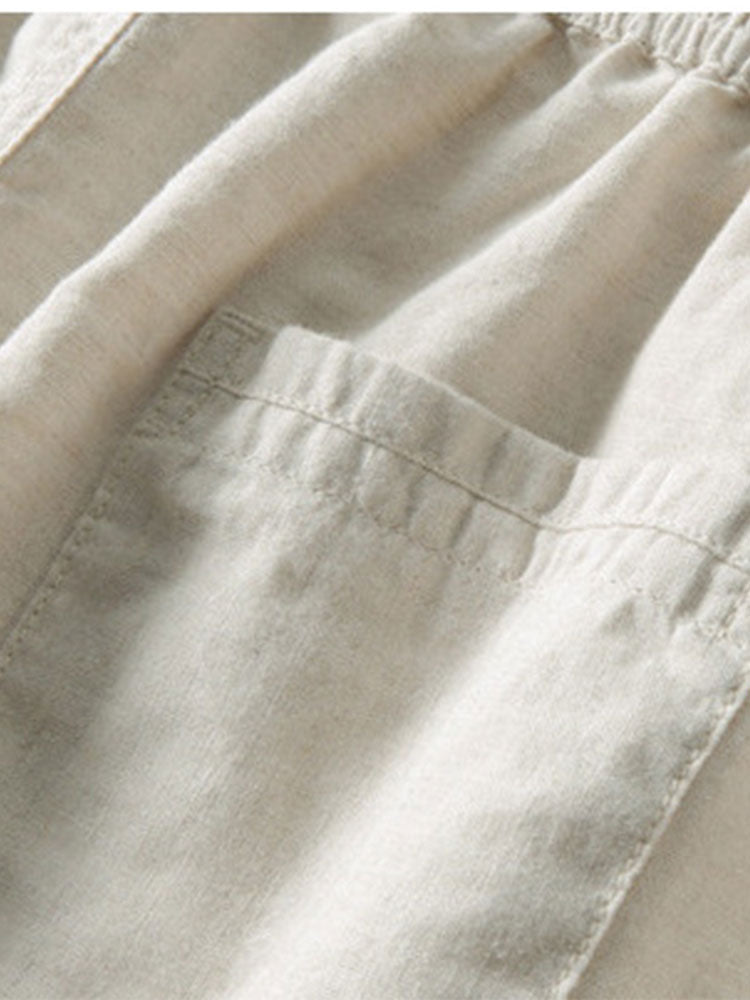 Herre kortærmet skjorte med ståkrave – Moderne fritids- og businessskjorte, minimalistisk look