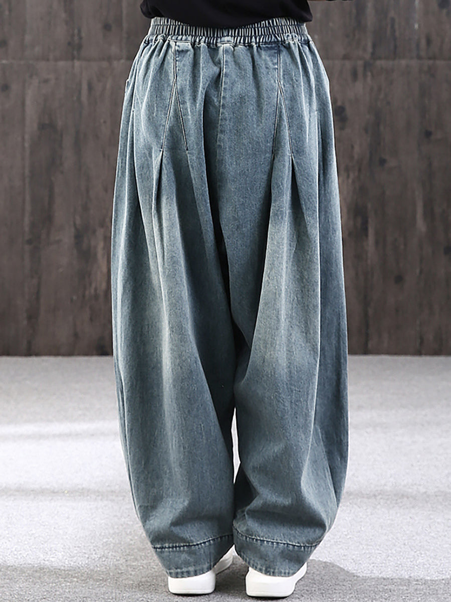 Jeans baggy da donna pantaloni harem – Pantaloni larghi da tempo libero con vita elastica, stile streetwear