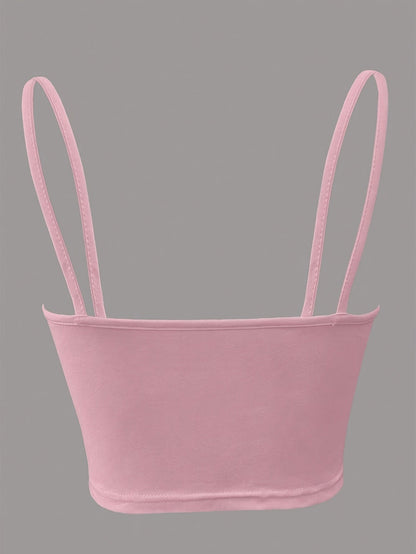 Top court femme avec nœud à l'avant et découpe – Top à bretelles spaghetti tendance pour le quotidien et les sorties
