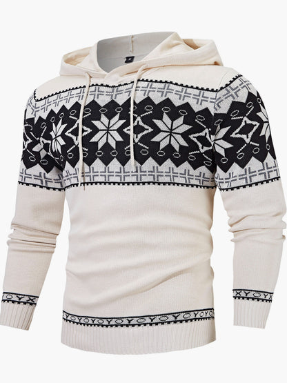 Sweat à capuche pour homme avec motif norvégien – Pull d'hiver décontracté pour les loisirs et le quotidien