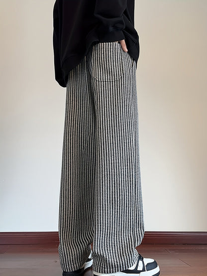 Herre Lige Skåret Fritidshose med Zigzag-mønster – Streetstyle Afslappet