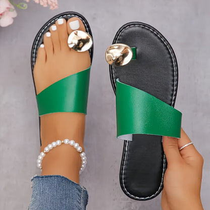 Dame Trendy Slip-On Sandaler med Tådetalje til Sommer & Fritid
