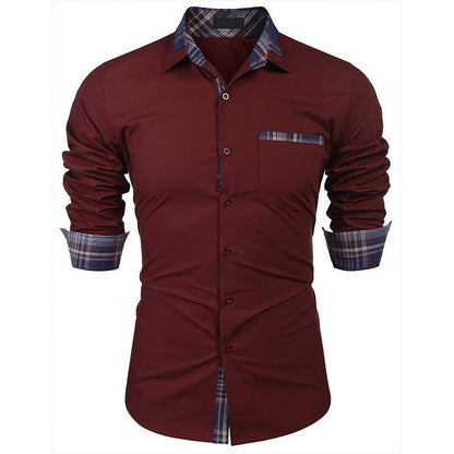 Herre slim fit fritidsskjorte med tern – Stilfuld langærmet business & casual skjorte
