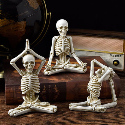Halloween dekoration skelet yoga-figurer – Sjov uhyggelig dekoration til fester og hjem