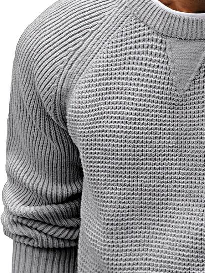 Męski sweter z dzianiny w stylu vintage, regular fit, z okrągłym dekoltem