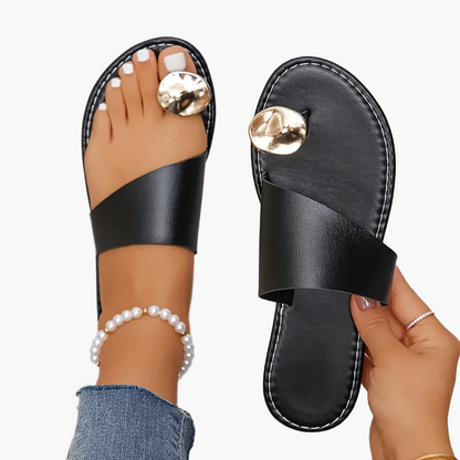 Dame Trendy Slip-On Sandaler med Tådetalje til Sommer & Fritid