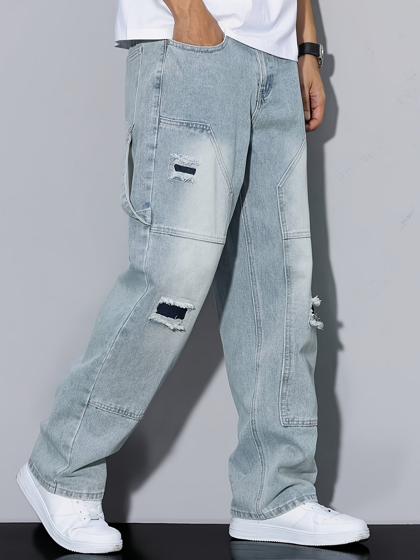 Jeans cargo da uomo in stile loose fit – moda streetwear per tutti i giorni e il tempo libero
