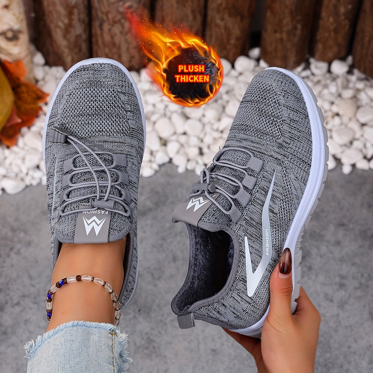 Sneakers invernali da donna foderati con sistema di allacciatura rapida