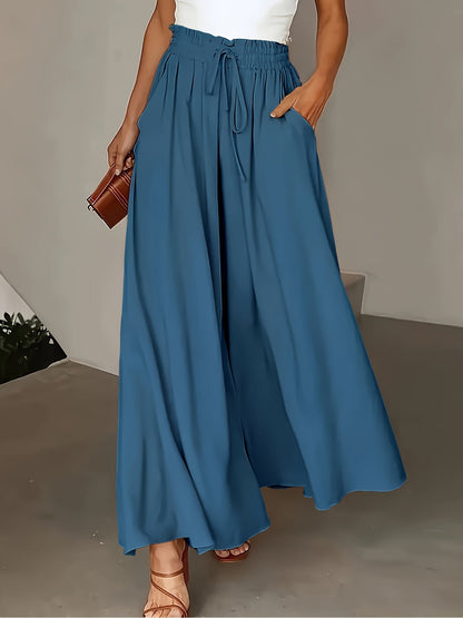Damen Palazzo-Hose mit weitem Bein und Paperbag-Bund – Elegante High-Waist Hose für stilvolle Outfits