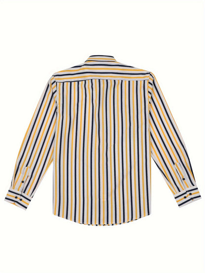 Chemise décontractée homme slim fit à rayures avec patte de boutonnage – Parfaite pour le quotidien et les sorties