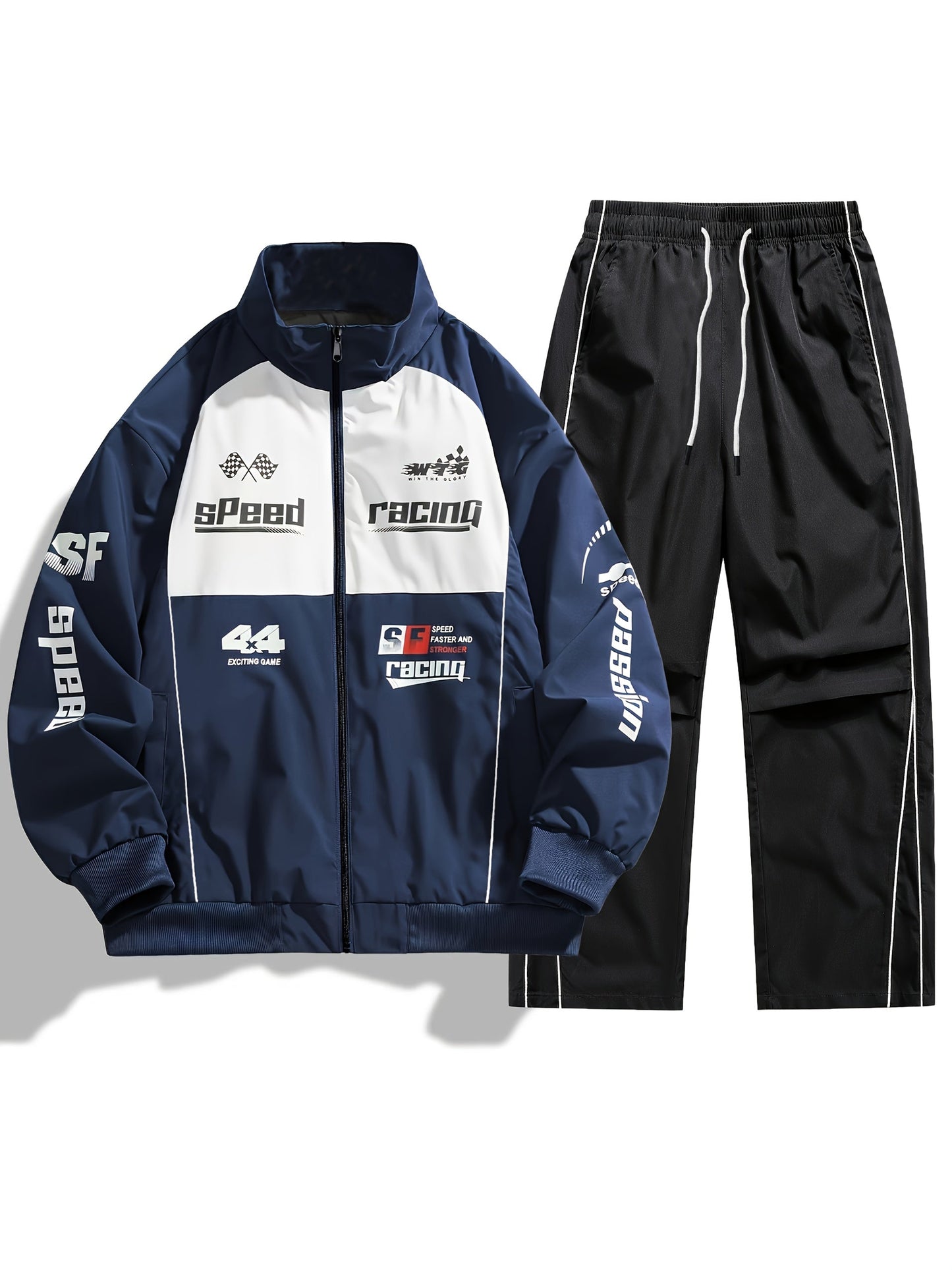 Unisex Trainingsanzug Set mit Racing-Design - Jacke & Hose