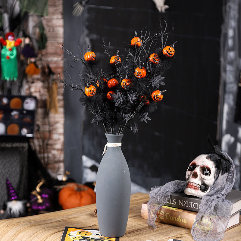 Rami decorativi con zucche di Halloween per decorazioni spaventose di festa e tavolo