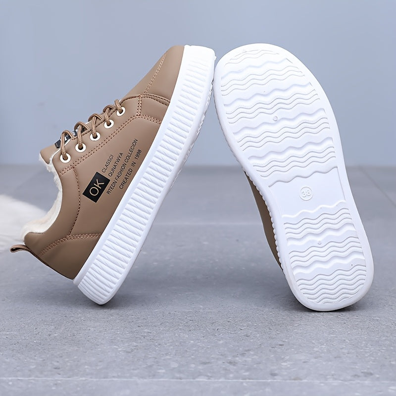 Damen Gefütterter Sneaker mit dicker Sohle Braun