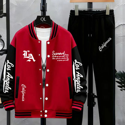 Herren College Jacke & Jogginghose Set Zweiteiler mit Los Angeles Print