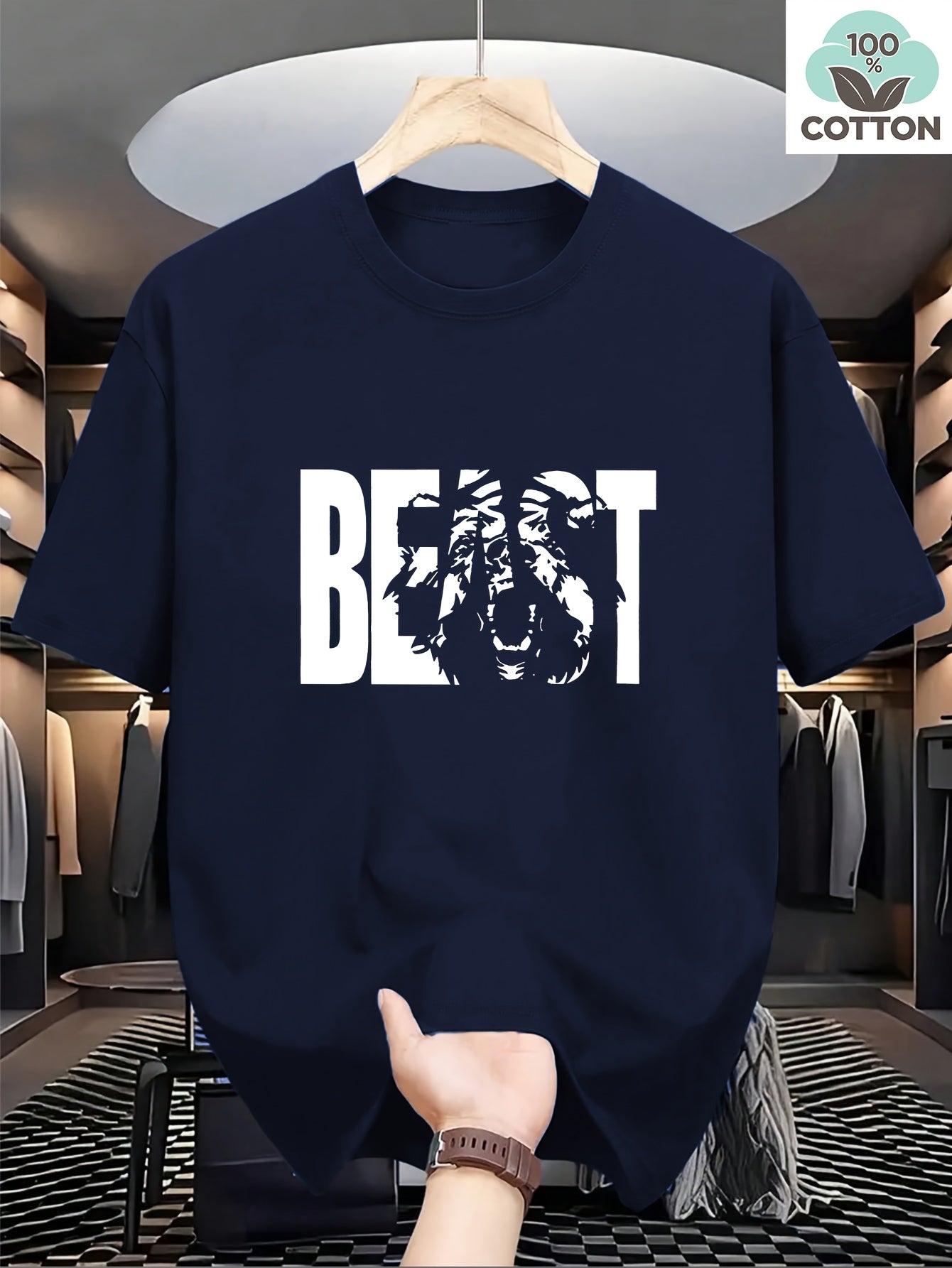 Herren T-Shirt im Urban Style mit „BEAST“-Print – Oversize, Streetwear, Motivdruck