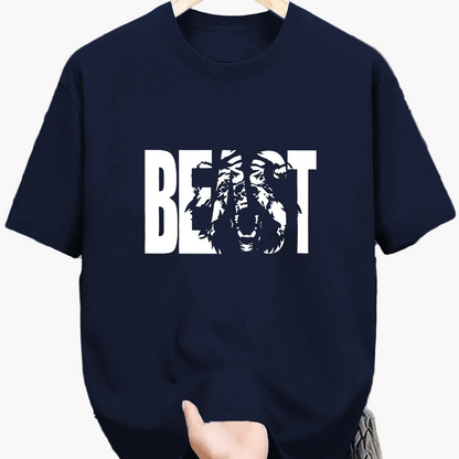 Herren T-Shirt im Urban Style mit „BEAST“-Print – Oversize, Streetwear, Motivdruck