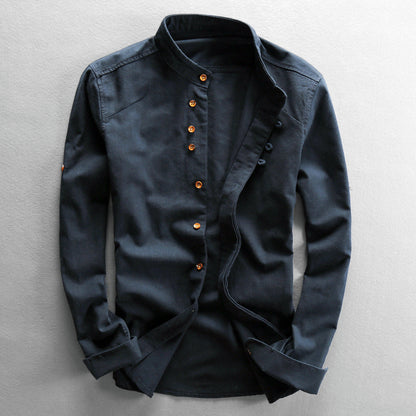 Steven – Chemise homme style chinois avec col montant