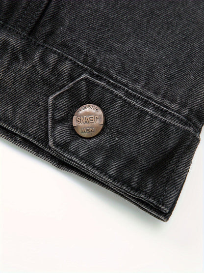 Jeansweste Herren Schwarz Used-Look Ärmellos