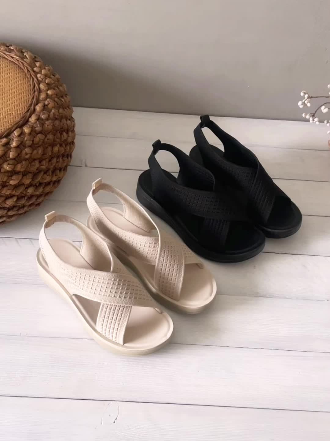Sandalias slingback cómodas para mujer con tiras cruzadas para uso diario y tiempo libre