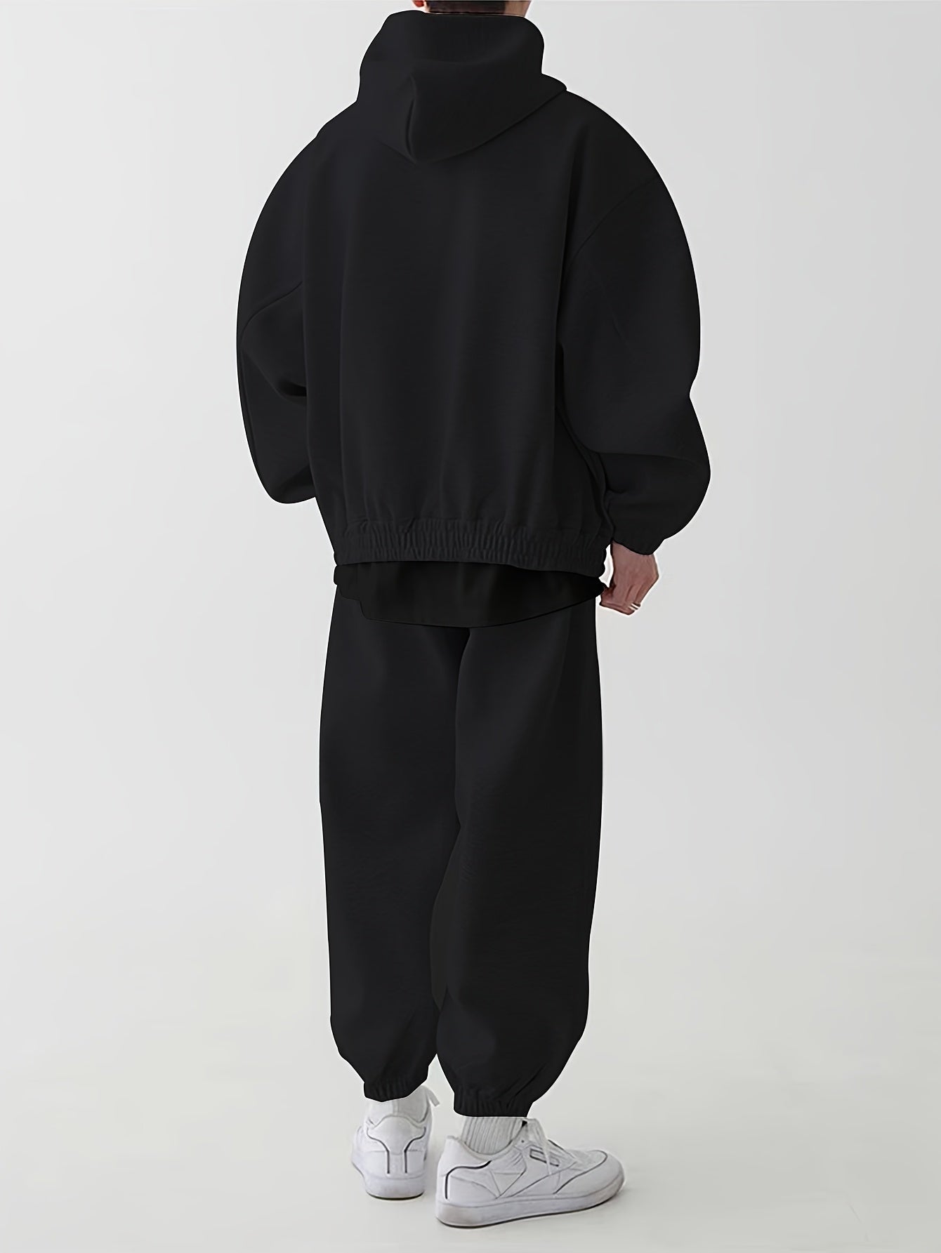Completo unisex con felpa con cappuccio e cerniera e pantaloni da jogging, comodo completo sportivo loungewear