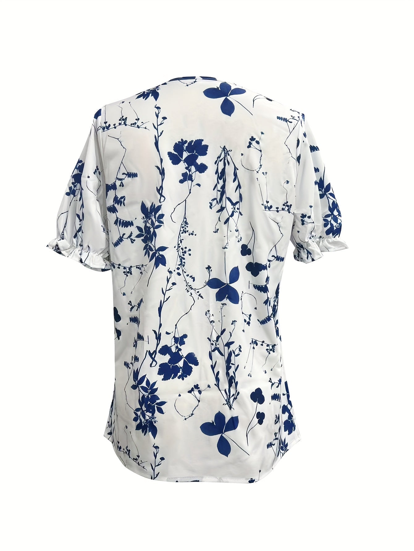 Camicia da donna con motivo floreale e bordatura in pizzo – Stile casual elegante per primavera ed estate