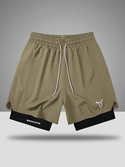 Pantaloncini da allenamento uomo fitness sport taglio regolare con coulisse e tasche laterali