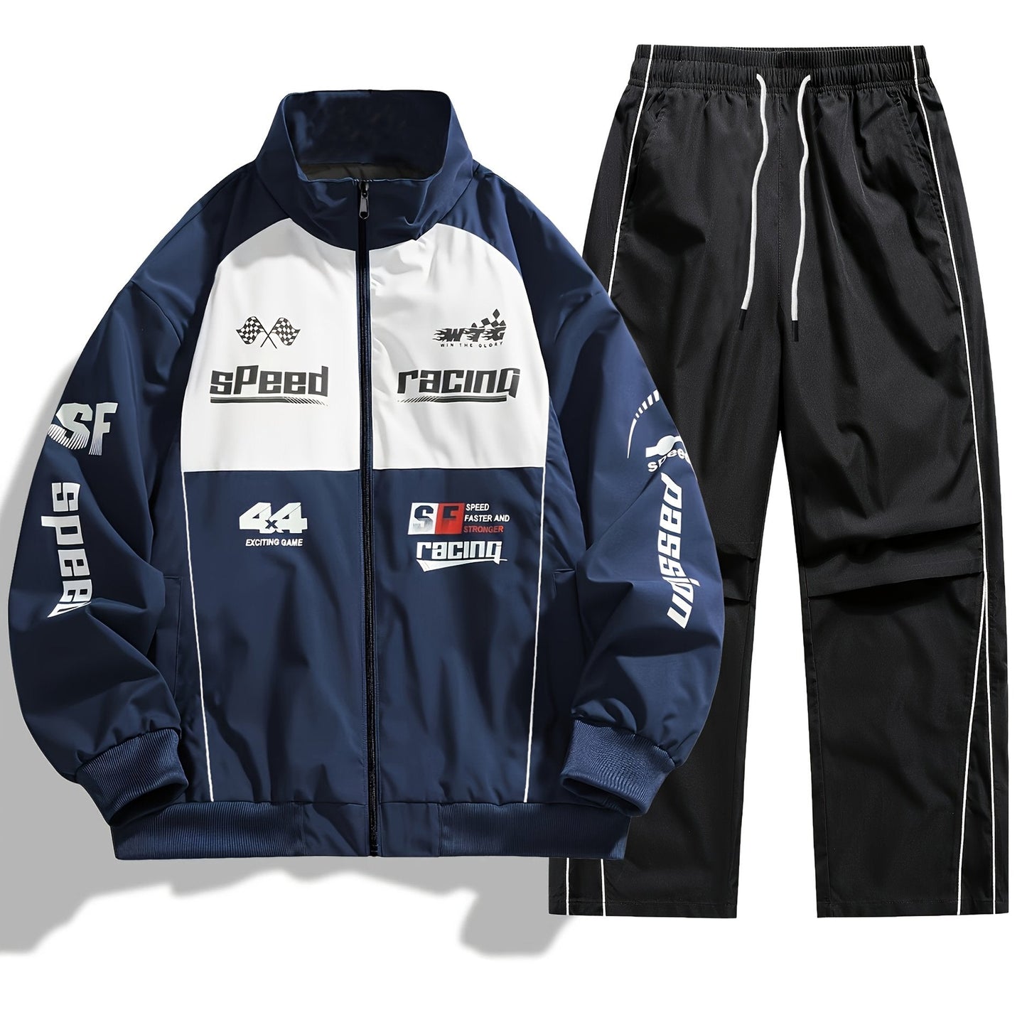 Unisex Trainingsanzug Set mit Racing-Design - Jacke & Hose