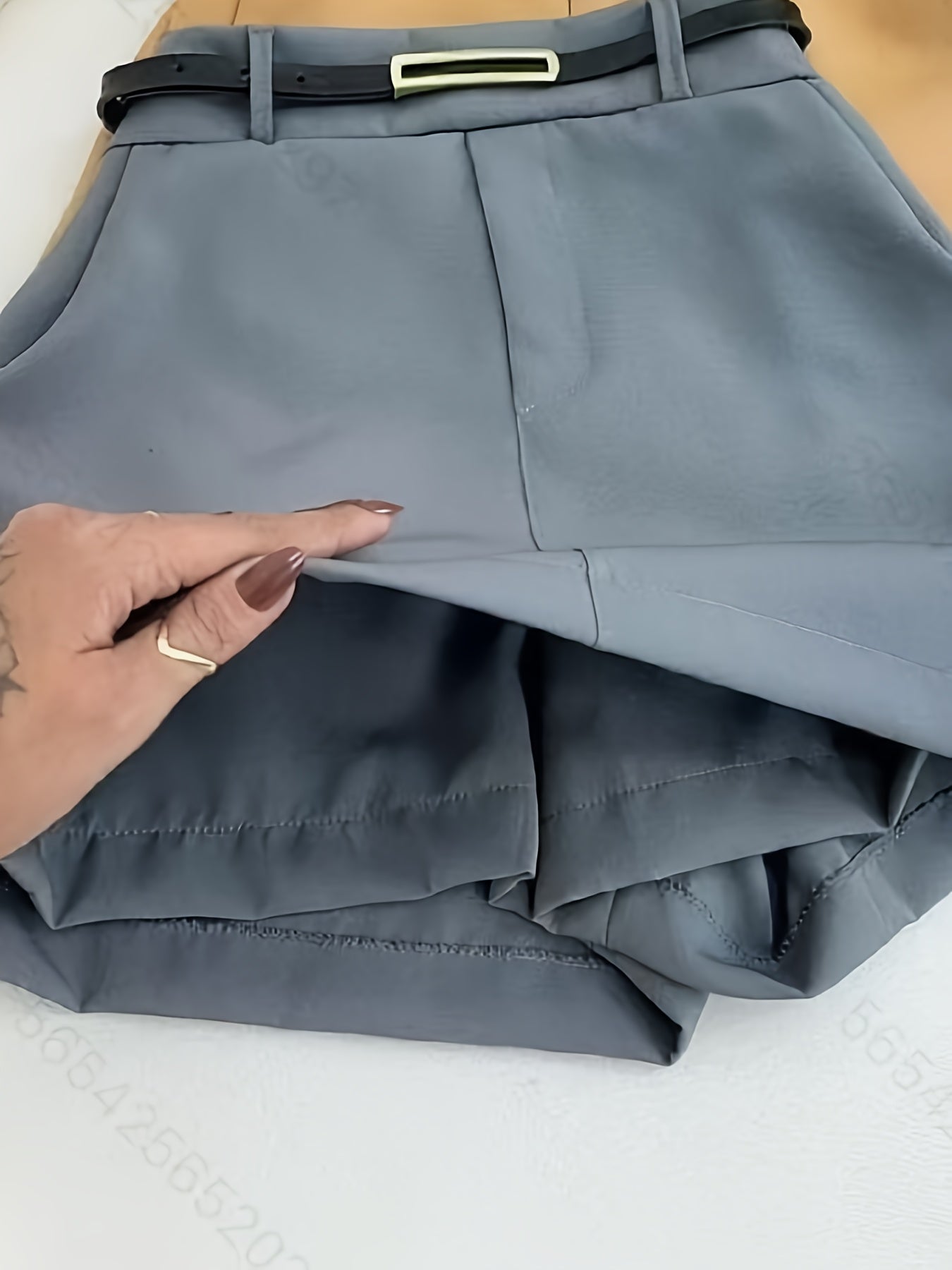 Gonna pantalone elegante da donna a vita alta con effetto cintura per ufficio e tempo libero
