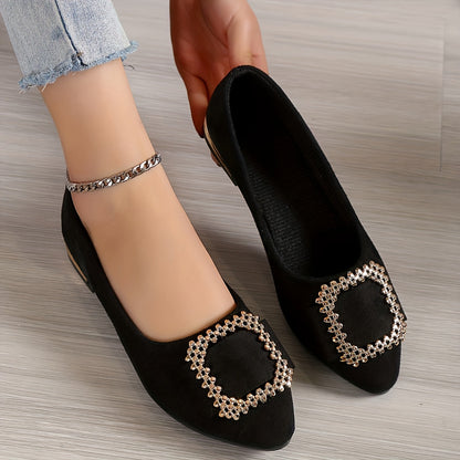 Damen Elegante Slip-On Ballerinas mit Strass-Schnalle – Modische Schuhe für Alltag und besondere Anlässe